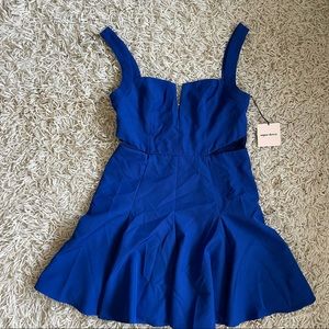 Super Down Blue cut out mini flare dress